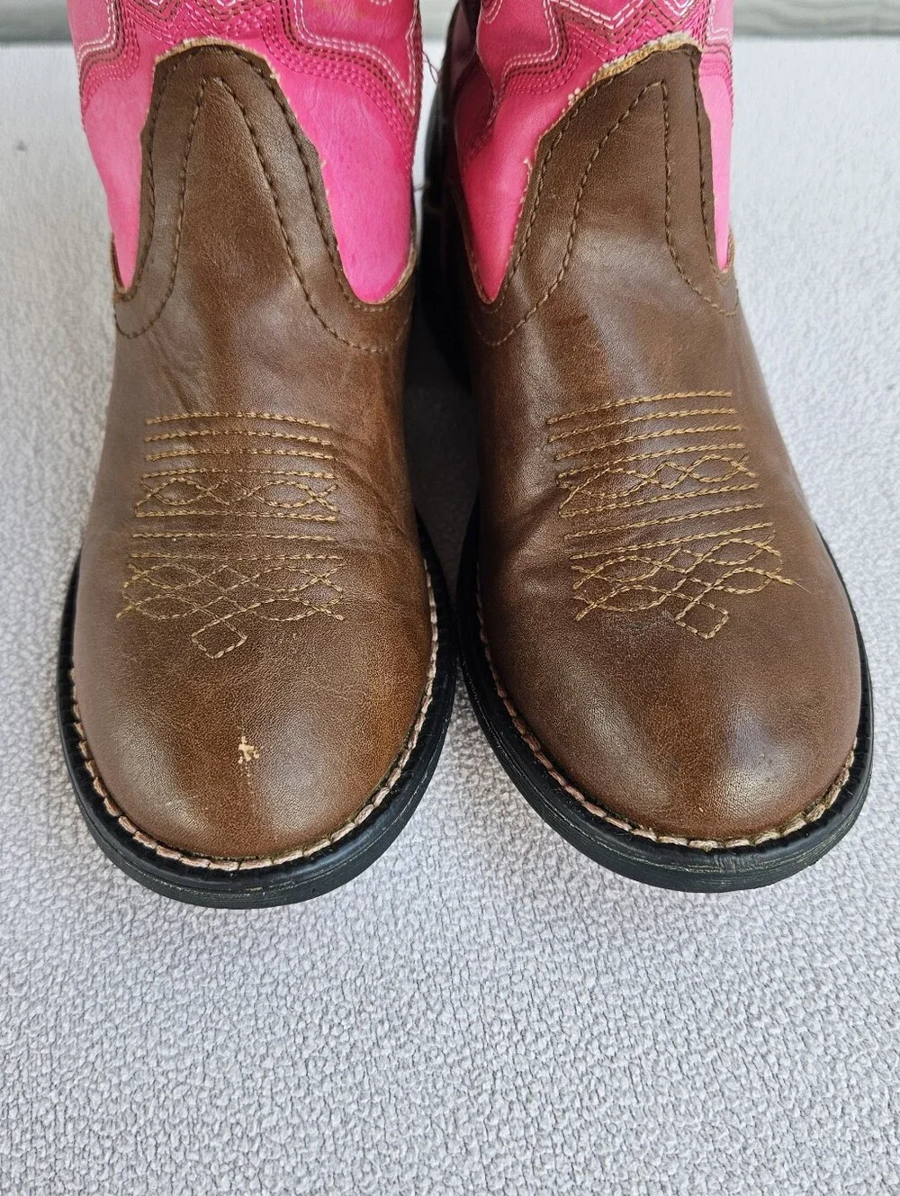 Roper Little Light-Up Western Cowgirl Boots SZ 11 Pink Brown Round Toe Rodeo